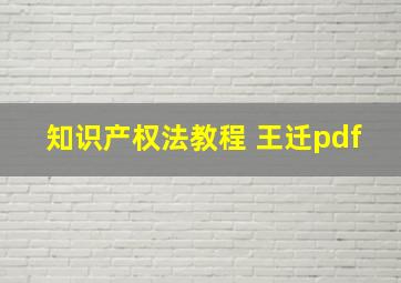 知识产权法教程 王迁pdf